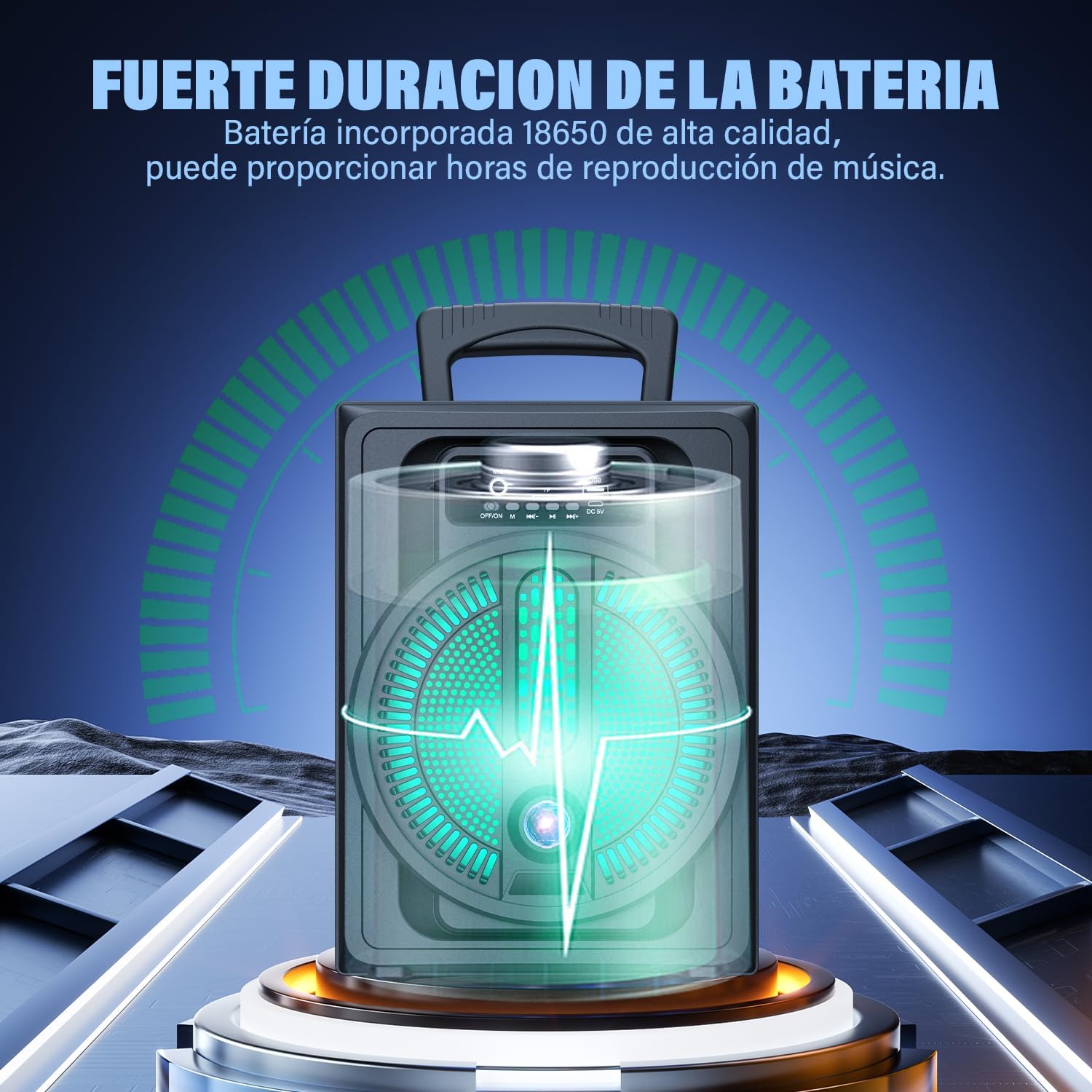 Side view of the LINK BITS 8-inch Bluetooth speaker