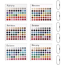 6pcs Seasonal Color Analysis Cards with Bead Chains, 6 Styles Color Palette Template Cards 54 Reference Colors per Season Ideal Matching Guides Fashion Advice & Gifts