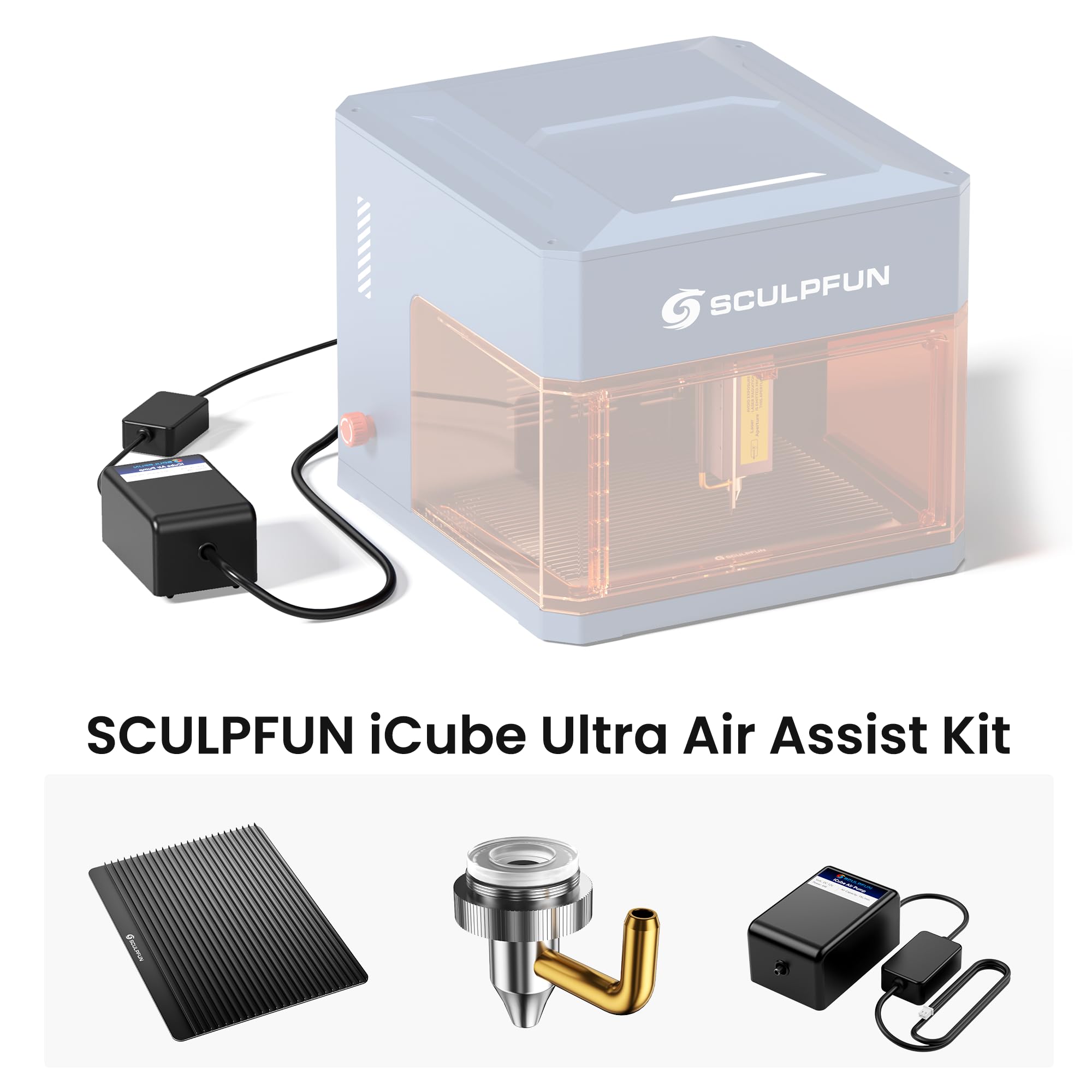 SCULPFUN iCube Ultra Dual 12W Laser Graviermaschine, 12W Diode & 1,2W Infrarot, Air assist, laser rotary roller, iCAM Kamera, Laser Cutter für Holz, Leder, Acryl, mit Auto-Fokus & Rauchfilter