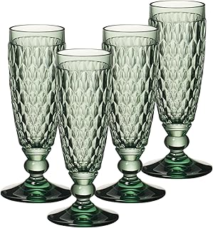 Villeroy & Boch Boston Coloured - Juego de 4 copas de champán de color verde, 145 ml, con patrón facetado, para champán y vino espumoso, aptas para lavavajillas, color verde