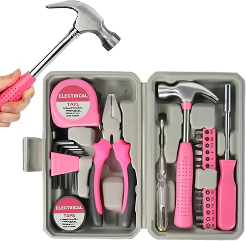 Miniatura 2 de Kit de herramientas pequeñas de 24 piezas, mini kit de herramientas de acero para el hogar con destornillador, alicates, martillo y más, kit de