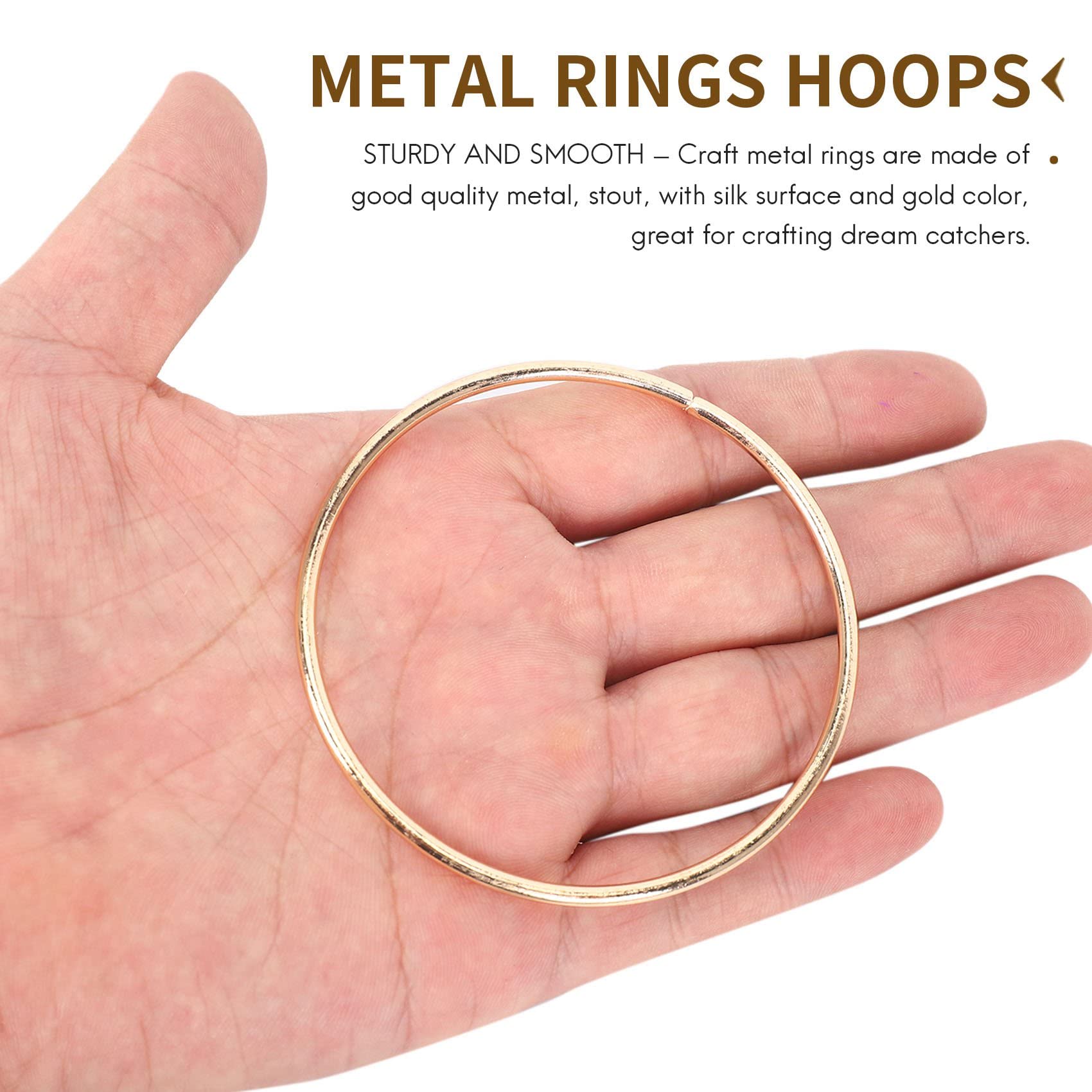 Mircube 10 Pack 3 Inch Gold Dream Catcher Metal Rings Hoops Macrame Ring for Dreamcatchers and Crafts - Image 2