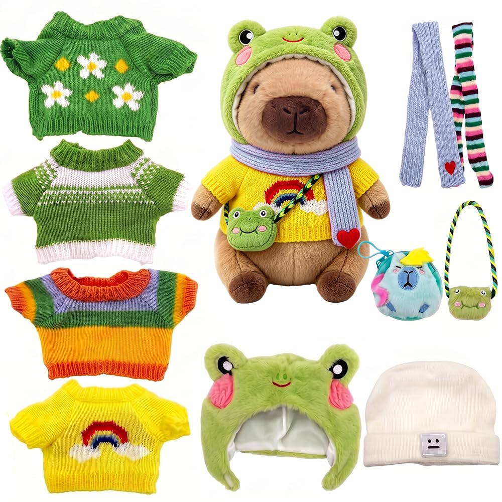 Bztezml 11 Pcs Capybara Plush Toy, Dress Up Capybara Toys Set