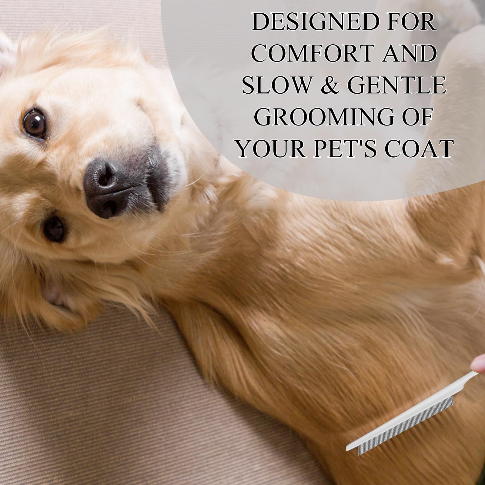 FlyWave Peigne pour Chien et Chat, Anti-Puces, Idéal pour Poils Longs et Courts, Démêle et Nettoie, Durable et Ergonomique, Convient à Tous Types de Poils