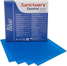(MADE IN MALAYSIA) SANCTUARY DENTAL DAM LATEX 6"X6" (Heavy Gauge) Blue Unscented, 36 Sheets, Powder-Free (Product Of Malaysia)