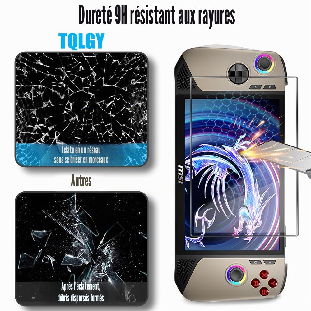 Lot de 2 Films de Protection D'écran en Verre Trempé pour MSI Claw 8 AI+ A2VM Handheld 2025, 8 Pouces, Transparent Ultra HD, Anti-Rayures, Anti-Traces, Sans Bulles