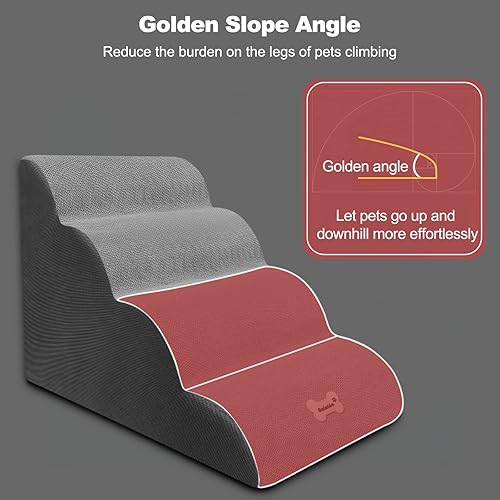 Miniatura 2 de Escaleras para perros, escaleras extraíbles y lavables, rampa antideslizante para mascotas de 4 escalones, escalones para sofá de cama alta,