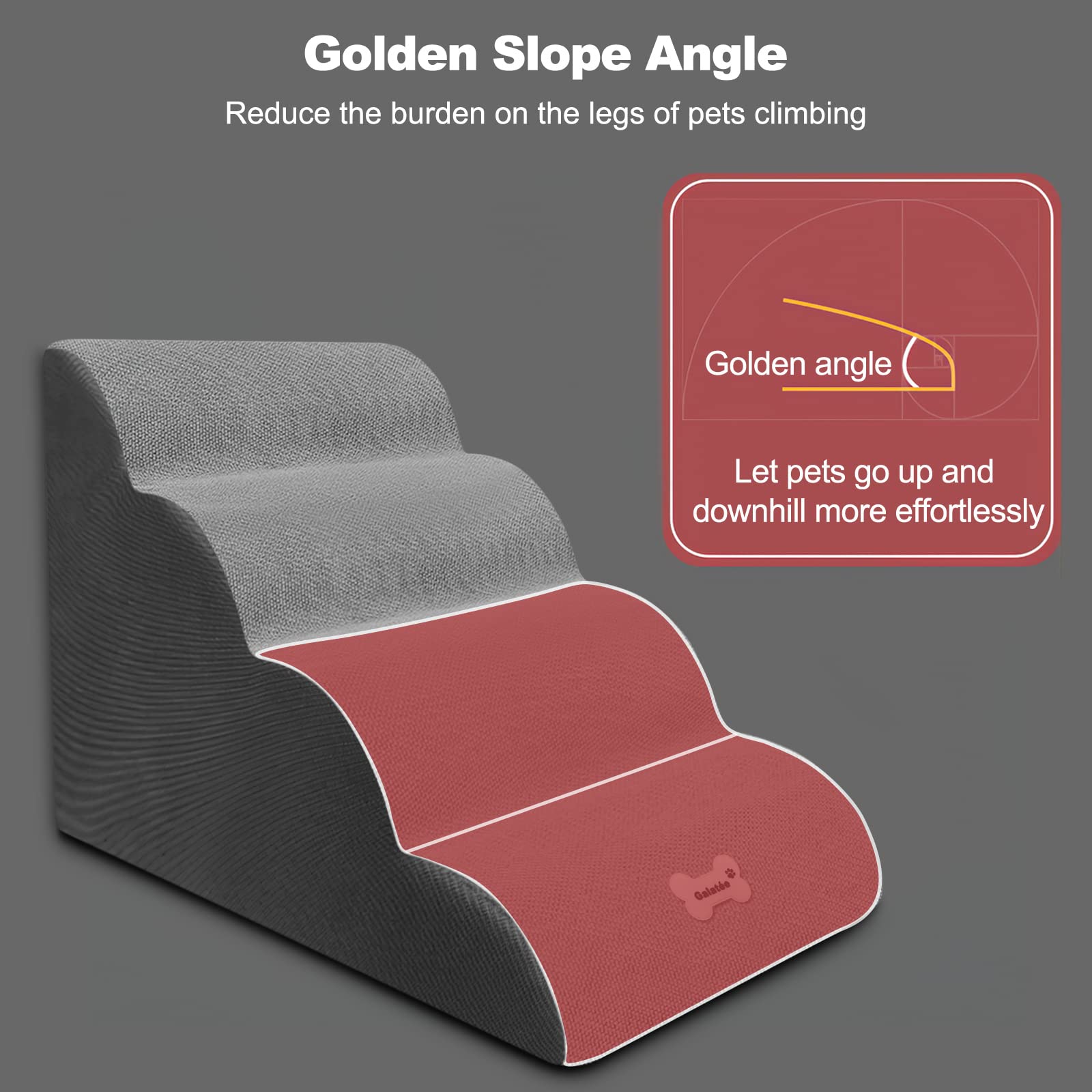 Galatée Escaleras para Perros, Escaleras para Mascotas Extraíbles y Lavables, Rampa para Mascotas Antideslizante De 4 Escalones, Escalones para Perros para Sofá De Cama Alta(Azul Oscuro)