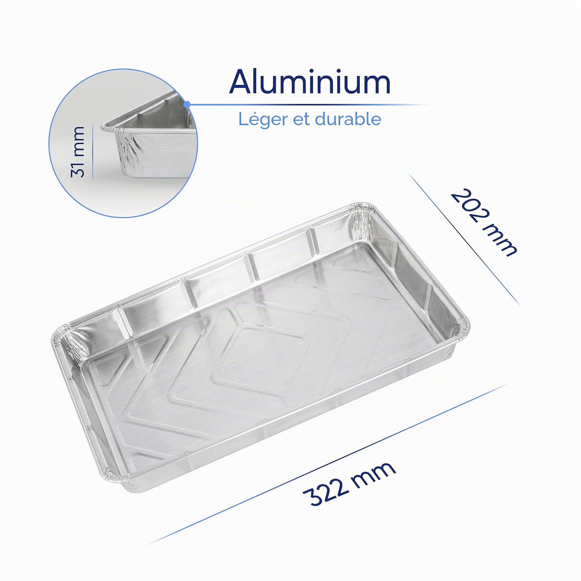 Coppice Barquettes Aluminium 32x20x3cm - Lot de 30 | Barquettes Jetables pour Cuisson, BBQ, Congélation, Four & Friteuse à air | Aluminium Alimentaire Recyclable et Réutilisable