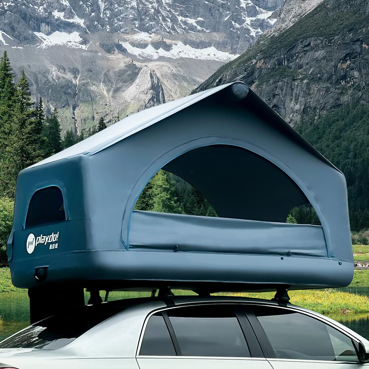BOOMLATU Shell Wing Inflatable Floatable Rooftop Tent - 2 Man Portable Easy Set-up Four Season Windproof， Waterproof and Sun Resitant Camping Dome Roof Top Tent Suitable for Cars, SUVs, Travel