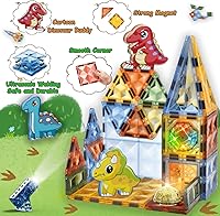 Vista 3 de BINZKBB Bloques de construcción de azulejos magnéticos, juego de construcción STEM educativo transparente 3D iluminado, juguetes sensoriales