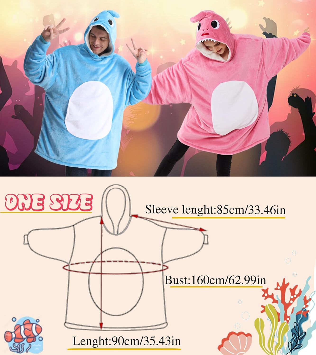 Markest Unisex Shark Hoodie Animal Cosplay Pullovers Oversized Flannel Sherpa Warm Comfy Loungewear Novelty Halloween Costume - Image 6