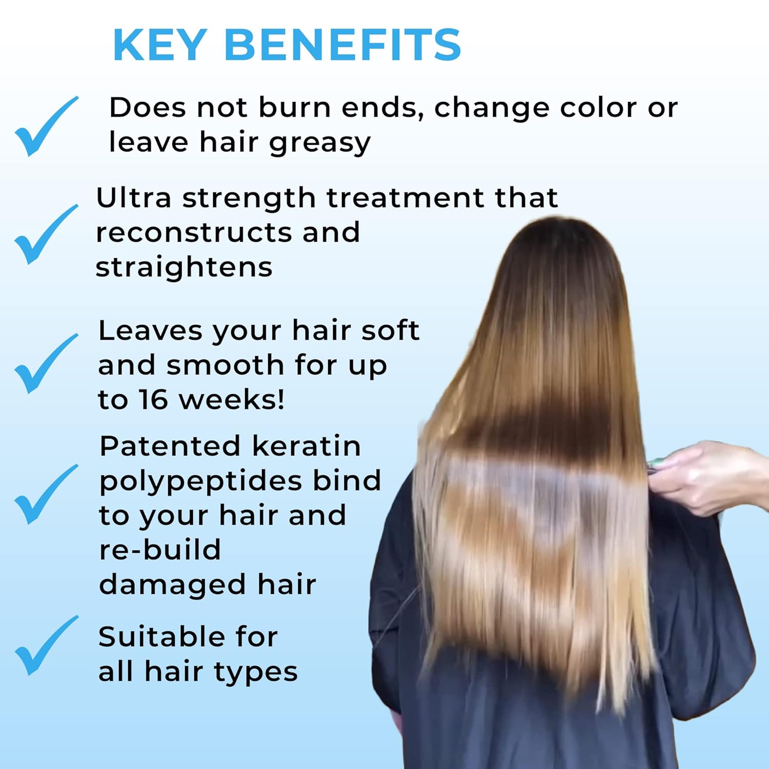Formaldehyde Free Keratin Smoothing Hair Treatment - Straightening For Silky Smooth & Frizz Free Hair - 33.8 Fl.Oz