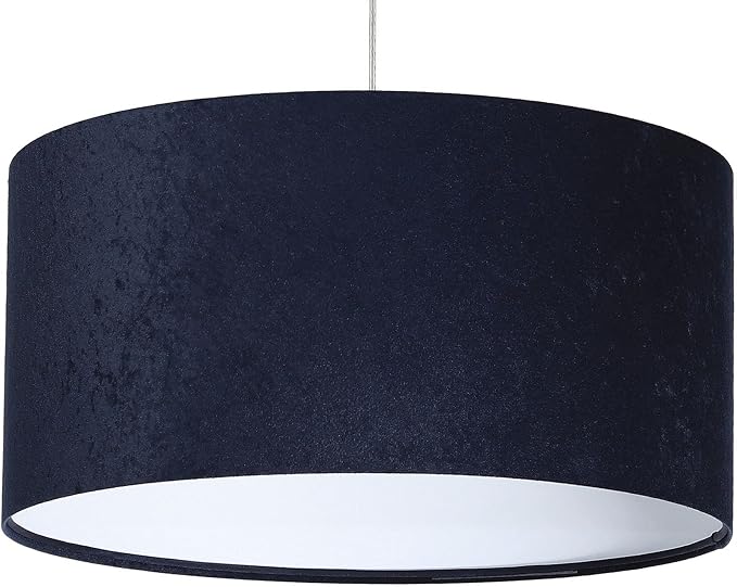 Licht-Erlebnisse Stijlvolle hanglamp stoffen kap blauw wit in velours look Ø50cm slaapkamer woonkamer slaapkamer lamp hanglamp SELENA photo 2