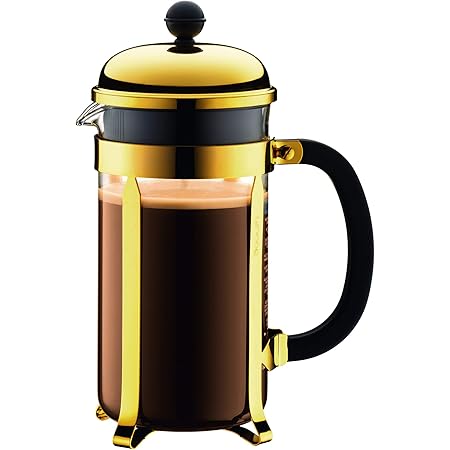 Bodum Chambord Kaffeebereiter - 1 Liter, 8 Tassen, Chrom Mit Gold-Akzenten