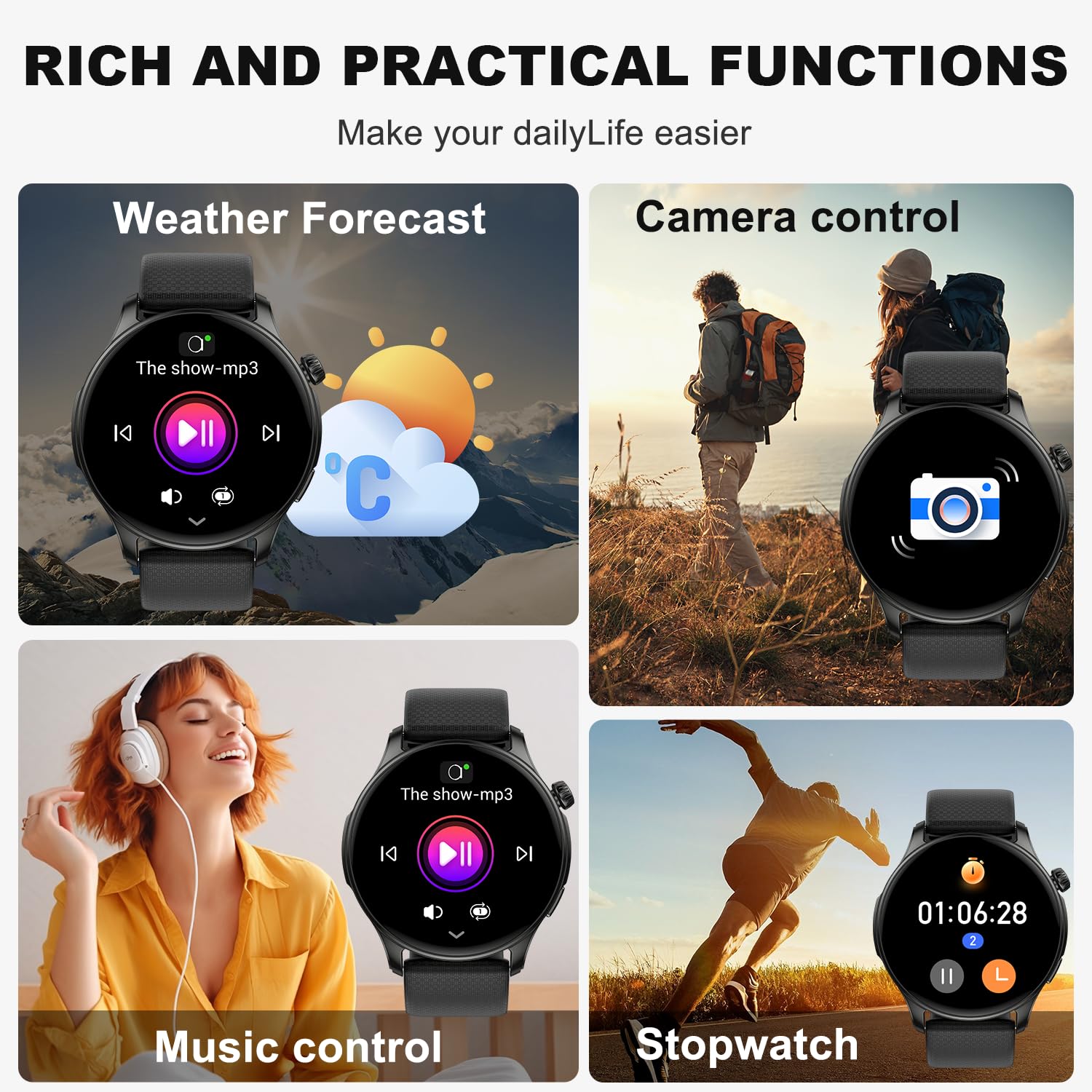 Smart Watch for Men Women Fitness: Waterproof Running Digital Mens Watches Step Pedometer Tracker Make Answer Call Smartwatch Android Phone iPhone Samsung Compatible SpO2 Sleep Heart Rate Monitor