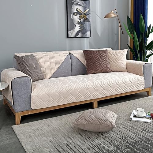 Miniatura 2 de vctops Fundas para sofá de felpa suave y cálida, con patrón de tejido antideslizante, fundas para sofá seccional, funda para sofá para perros, gatos