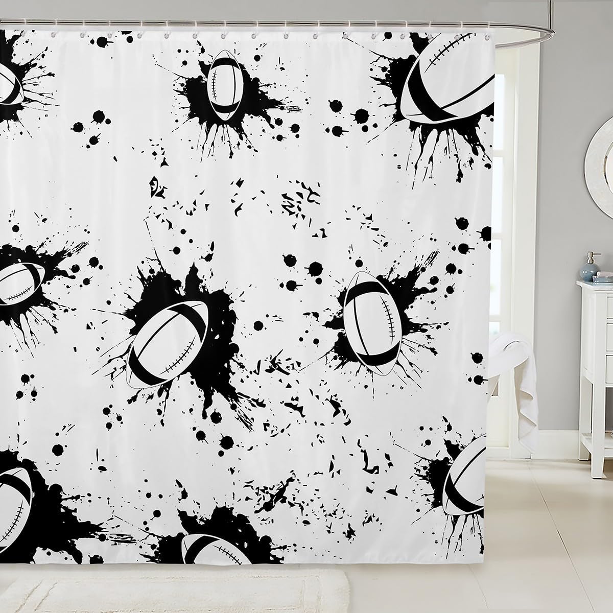 Feelyou Eagle Shower Curtain 72"x84" Snow Mountain Bathroom Shower Curtain Set Flying Eagle Bath Curtain Sky Blue Kids Bathroom Accessories