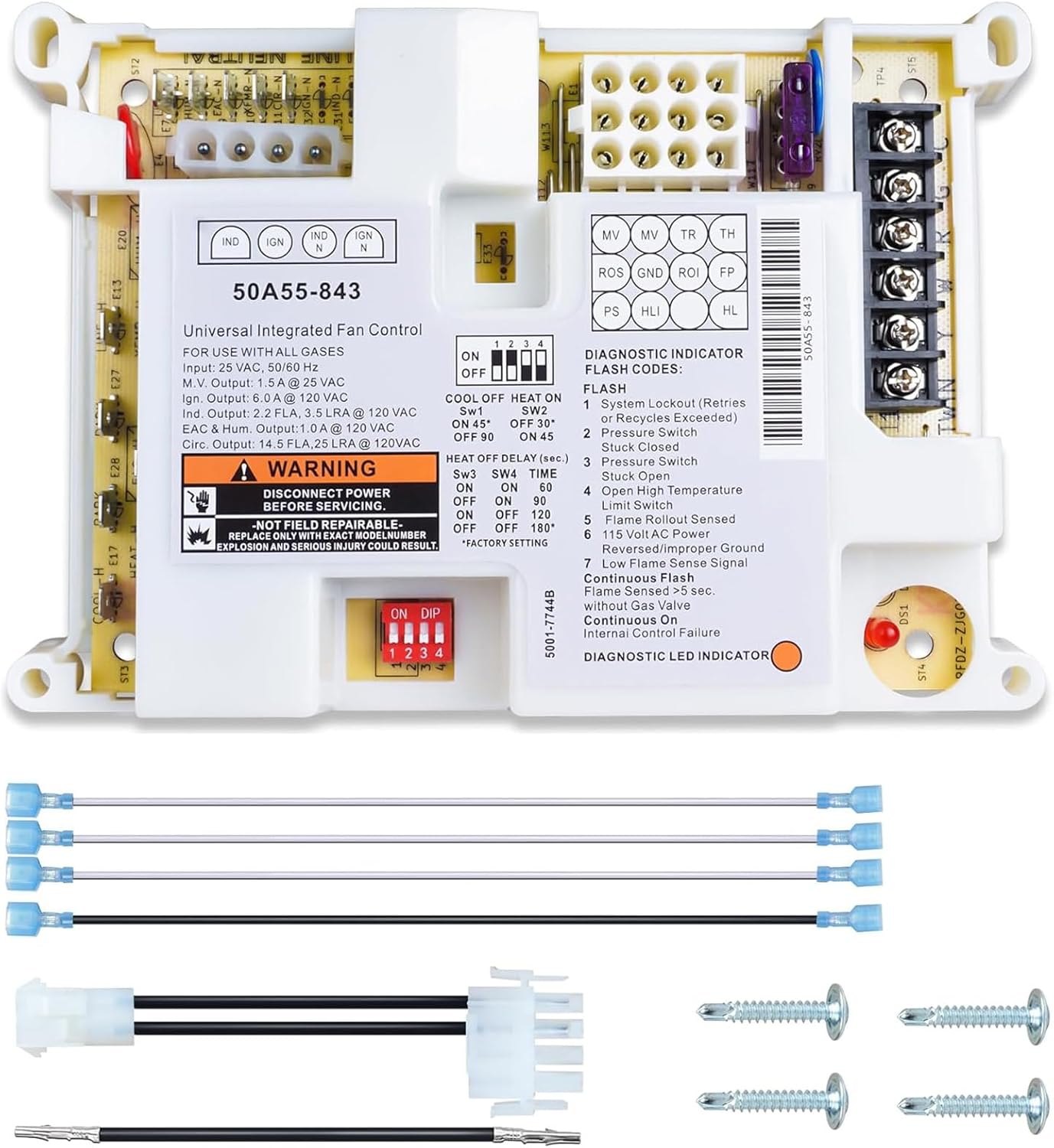 50A55-843 Furnace Control Board Furnace，Suitable for White Rodgers 50A55-843