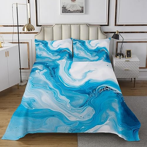 Miniatura 10 de Erosebridal Juego de colcha abstracta de olas marinas tamaño Queen, juego de ropa de cama moderno y minimalista, juego de ropa de cama de verano y