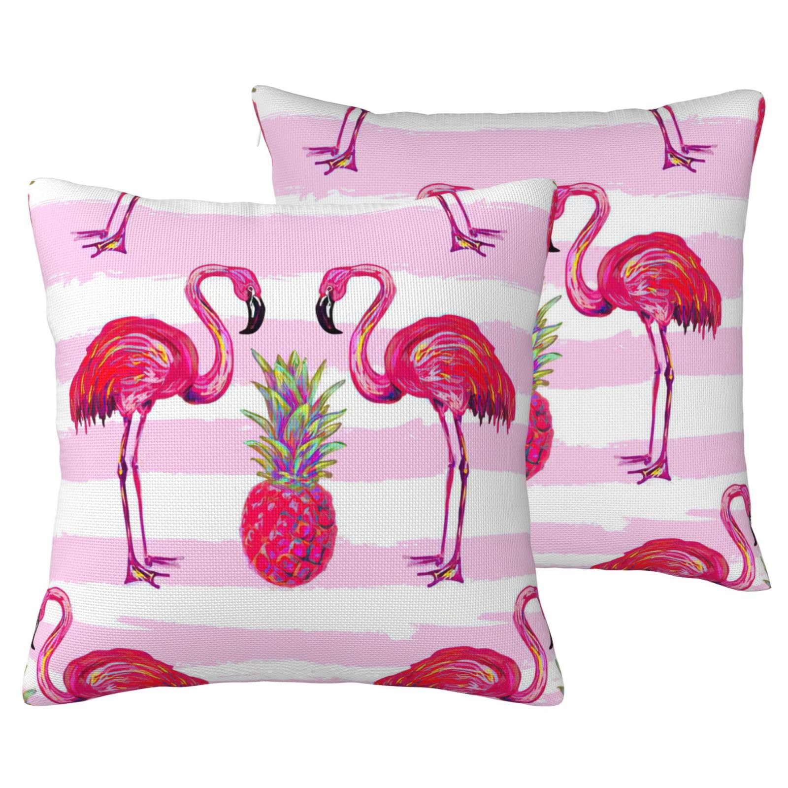 Housse de coussin flamant rose tropical aux finitions soignées