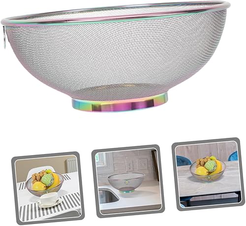 Miniatura 5 de Stainless Steel Rice Washing Bowl Fine Mesh Strainer Basket for Fruits Vegetables Grains Filtering Drainer for Cooking Kitchen Colander and Safe