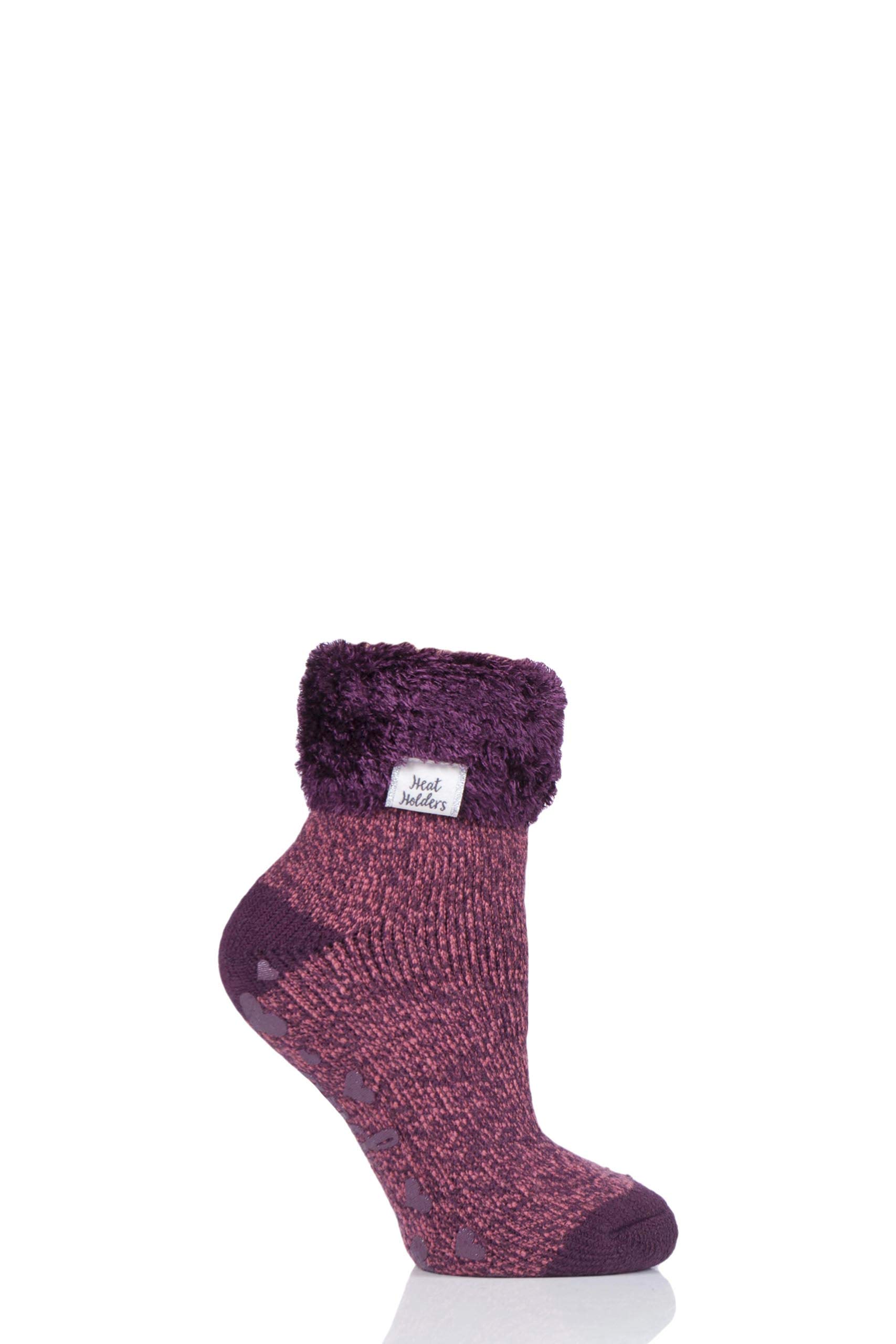 Heat Holders Women's Coral Lounge Feather Turn Over Cuff Slipper Socks Pack Of 1 - 4-8