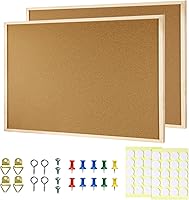 Vista 1 de 2 Piezas Tablero de Corcho, Tablero de Anuncios de 17.7''x13.3'', Tableros de Corcho con Marco de Madera para Pared, Tablero de Corcho Pequeño
