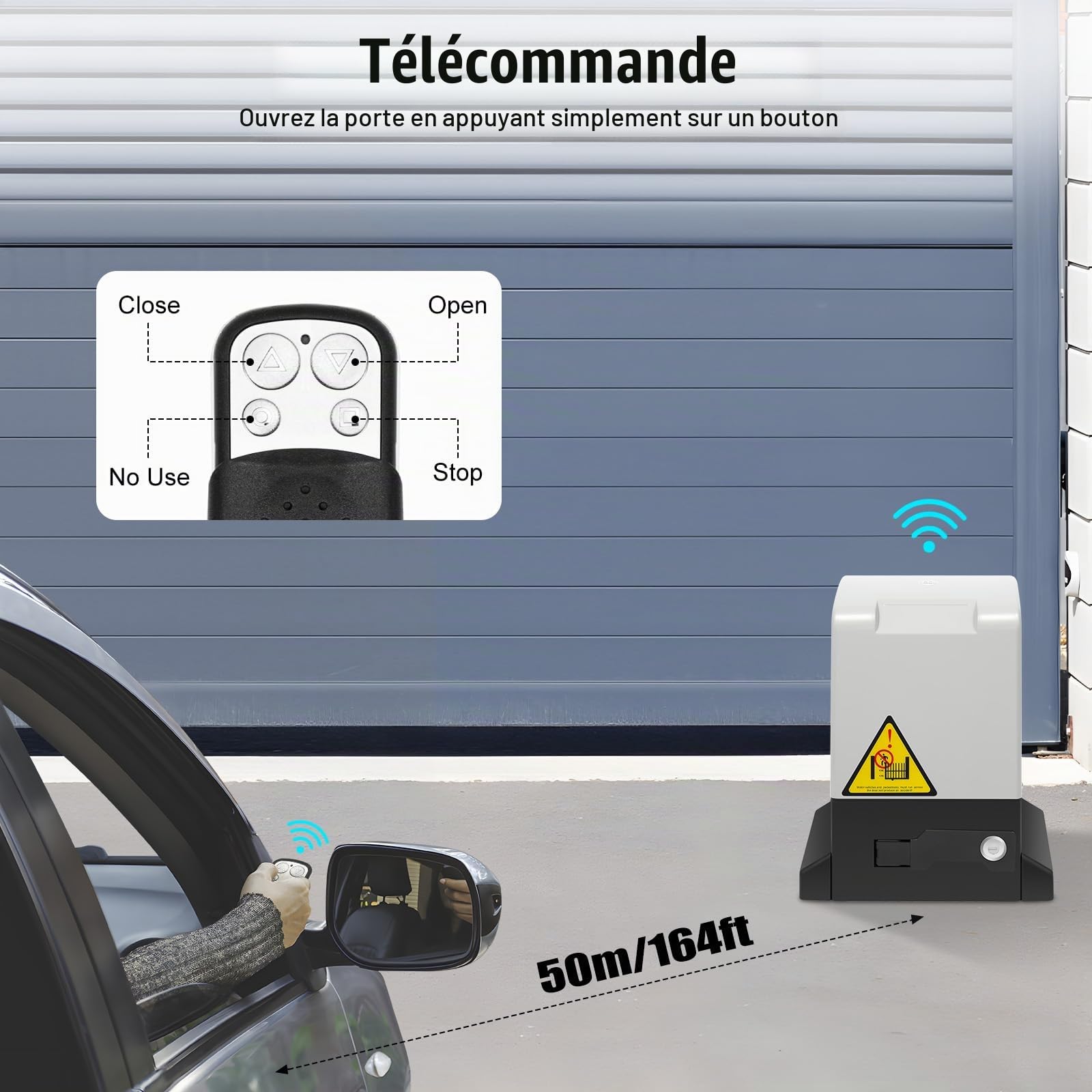 Moteur électrique pour portail coulissant - 550 W - 1600 kg - Avec 2 télécommandes et 2 clés