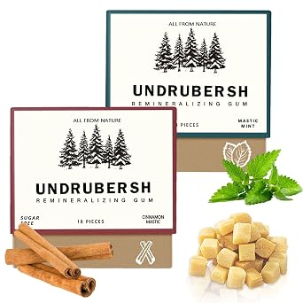 KWOLYKIM Remineralizing Chewing Gum, Refreshing Mint and Cinnamon Flavor Gum, Organic Sugar-Free Long Lasting Chewing Gum for Teeth Mix 2 Boxes