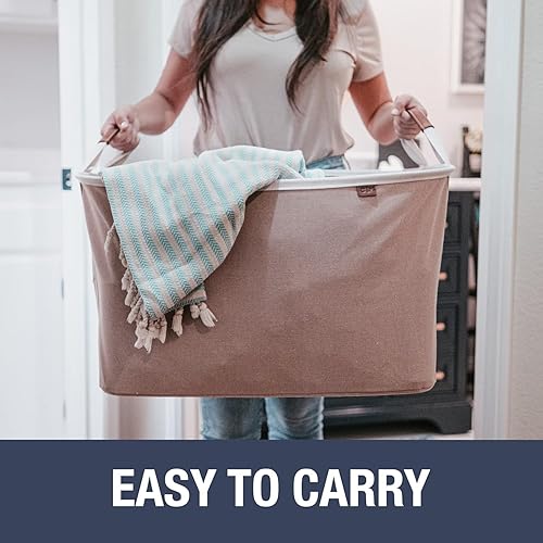 Miniatura 3 de CleverMade LUXE Mocha - 2 cestas plegables para la ropa sucia, 60 litros (16 galones) + organizador plegable para la ropa, LUXE Mocha 2 unidades  64