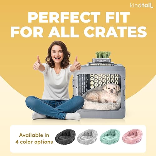 Miniatura 6 de KindTail Cama ortopédica pequeña para perros y gatos, piel sintética de lujo para mascotas de menos de 15 libras, cómodo material impermeable con