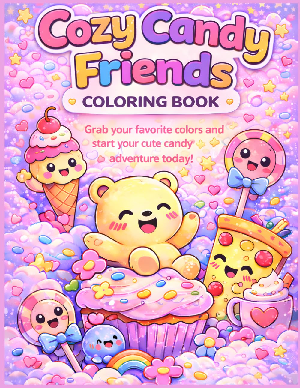 The Cozy Candy Friends Coloring Book: Cute Kawaii Adventures with Pip the Bear