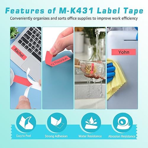 Vista 16 de GREENCYCLE Compatible con Brother M-K131 M-K231 M-K431 M-K431 M-K531 M-K631 M-K731 M-K731 Reemplazo de cinta de etiquetas para P Touch PT-70BM Blanco