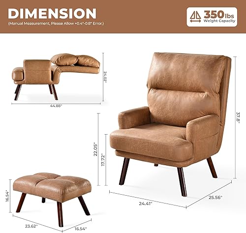 Miniatura 9 de OVIOS Silla reclinable para sala de estar silla reclinable con otomana ajustable para cine en casa tumbona con cojín silla de tela de lino azul