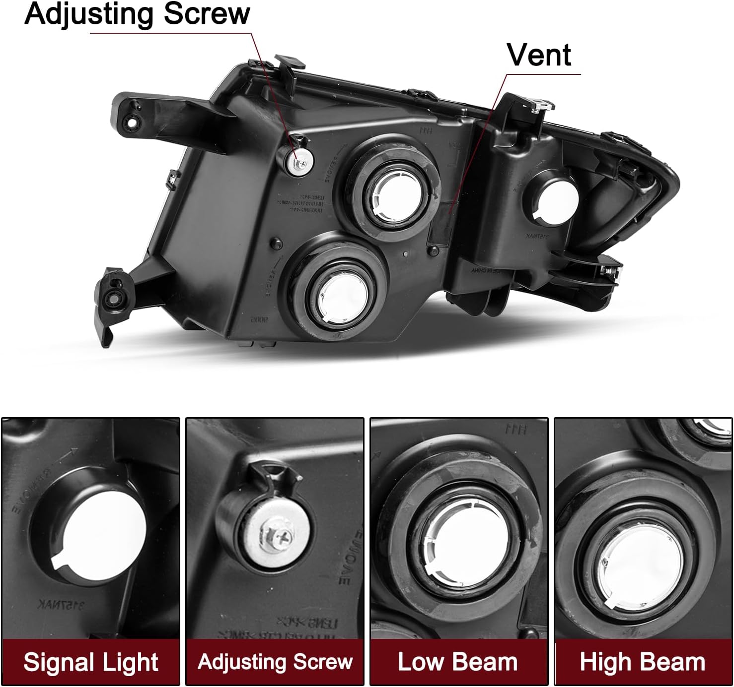 JSBOYAT Headlights Assembly w/Bulbs for 2007 2008 2009 2010 Ford Edge [Halogen Type] OEM Headlamp Replacement FO2503228 (Right Passenger Side)