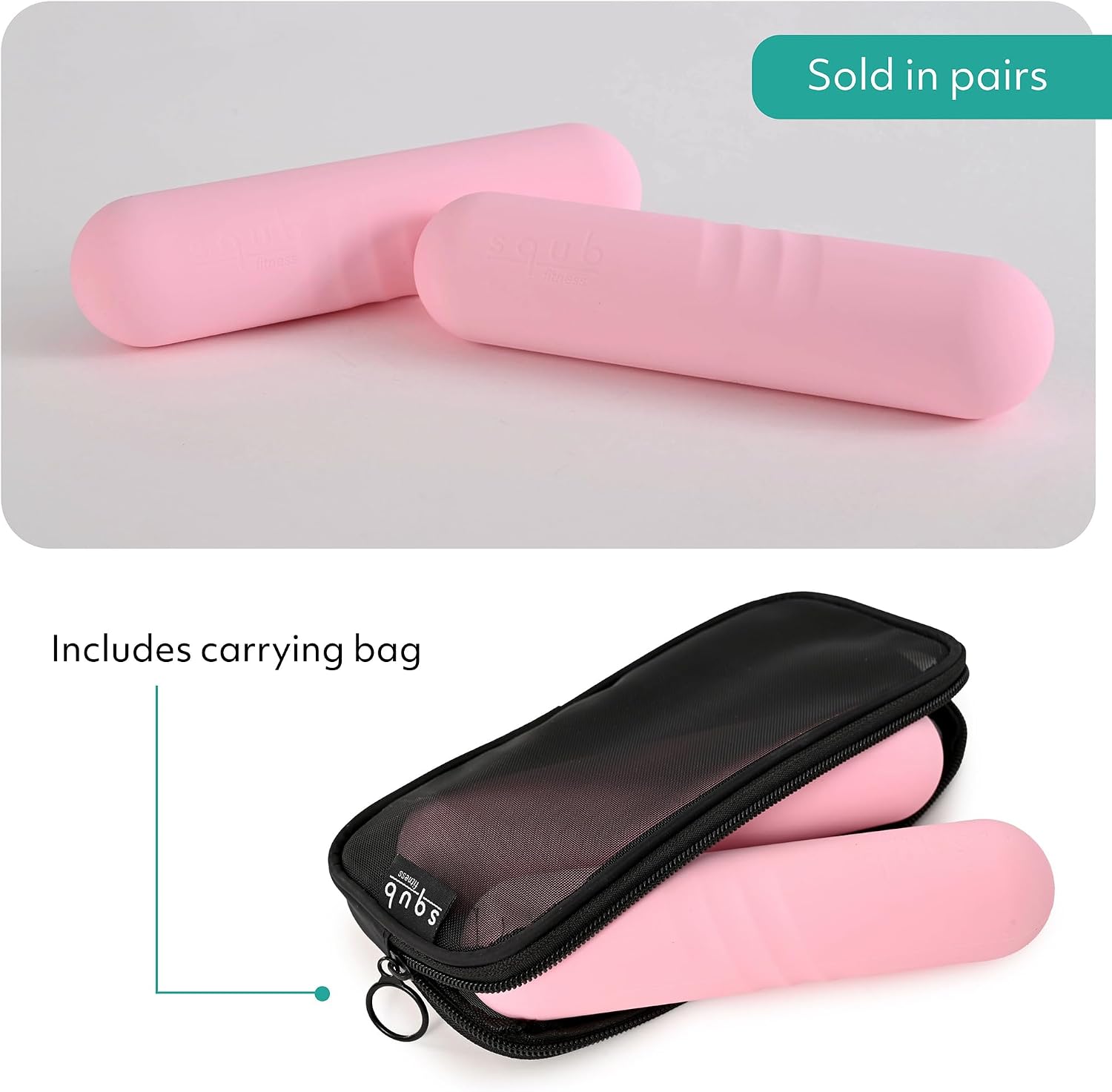 Hand Weights Pair – Dumbbell Weights for Women 2.2lb or 3.3lb Total, Small Weights for Arm Toning, Pilates Walking Workout, Non Slip Grip Silicone Finish, Portable Fitness with Mesh Carry Bag