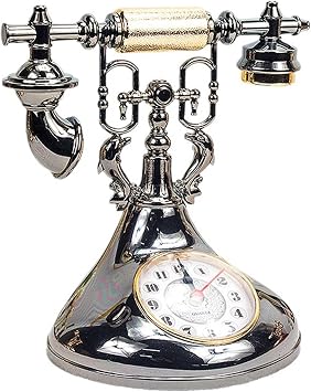 Alarm Clock Vintage Alarm Clock, Rotary Dial Phone Shaped Vintage Table Clock, Accurate Time Unique Elegant Old Fashioned Alarm Clock for Home, Cafe, Office