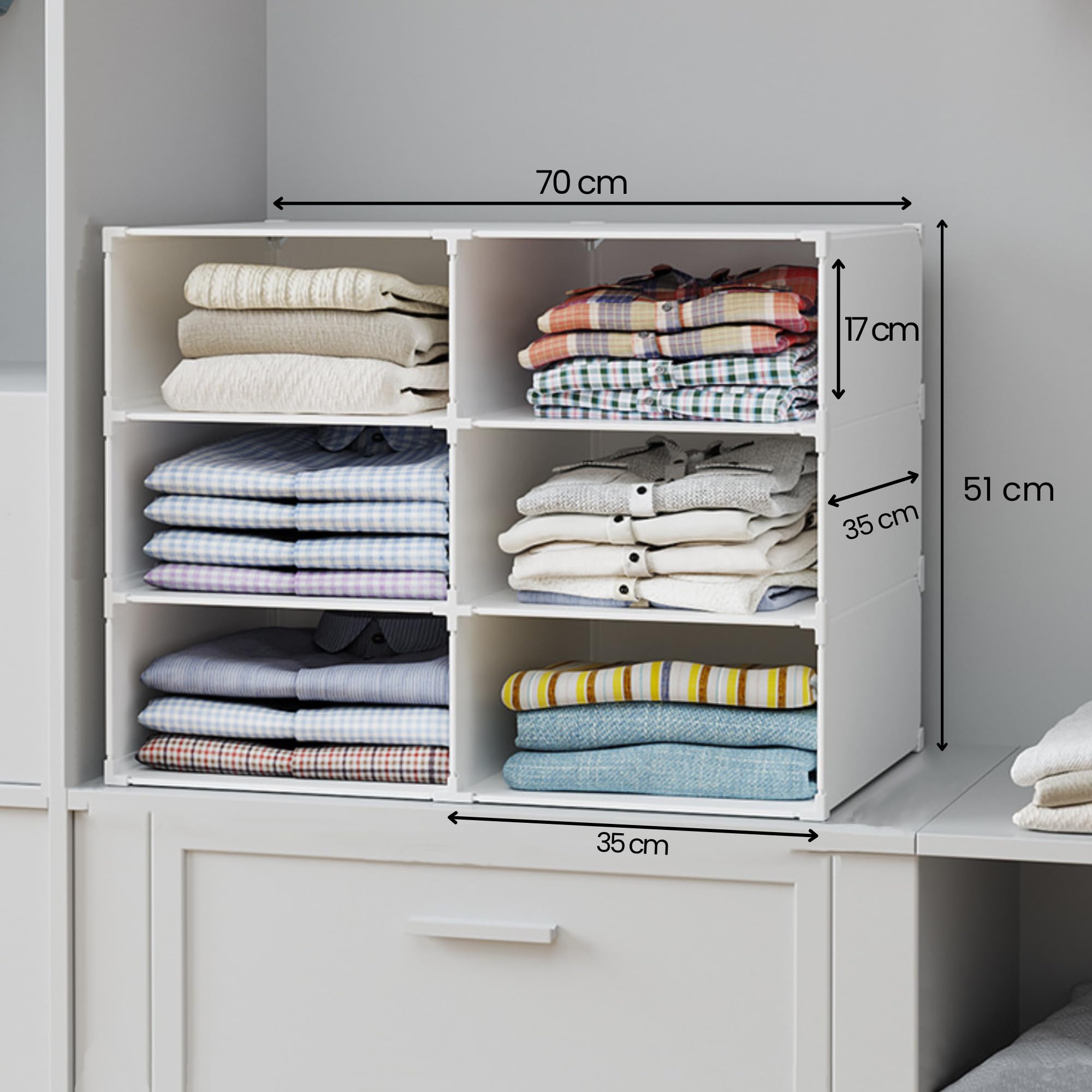 Estantería Modular 6 Módulos Organizador de Ropa para Armario Almacenamiento Hogar