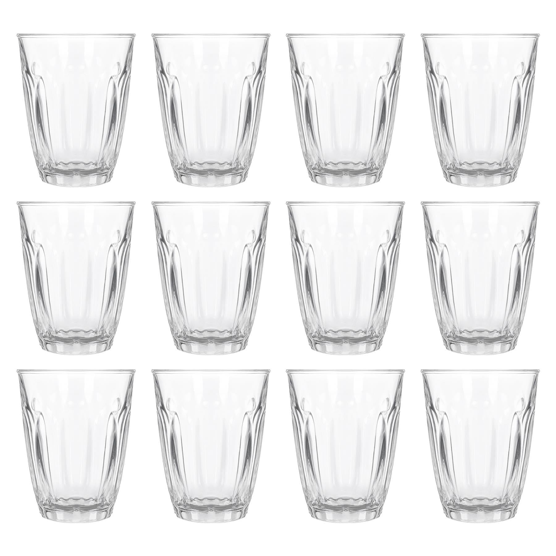Argon Tableware Fluted Juice Glasses Set of 12-125ml Ribbed Small Tumblers - Fluted Glassware for Juice, Water, Spirits & Cocktails - Durable Soda Lime Glass