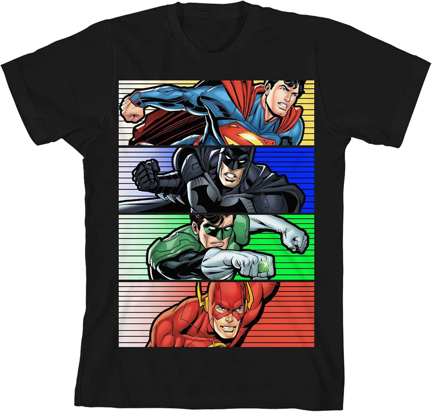The Justice League Superhero Blocks Black Graphic Tee Toddler Boy to Youth Boy