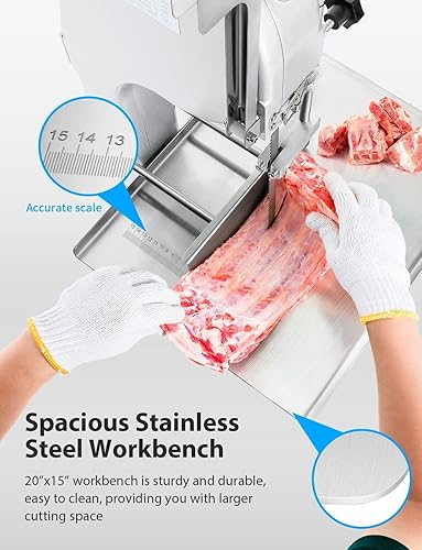 Miniatura 3 de Máquina eléctrica de sierra de hueso de 1500 W, grosor de corte de 0.8 a 5.9 pulgadas, cortador de carne congelada sierra de cinta comercial de 110