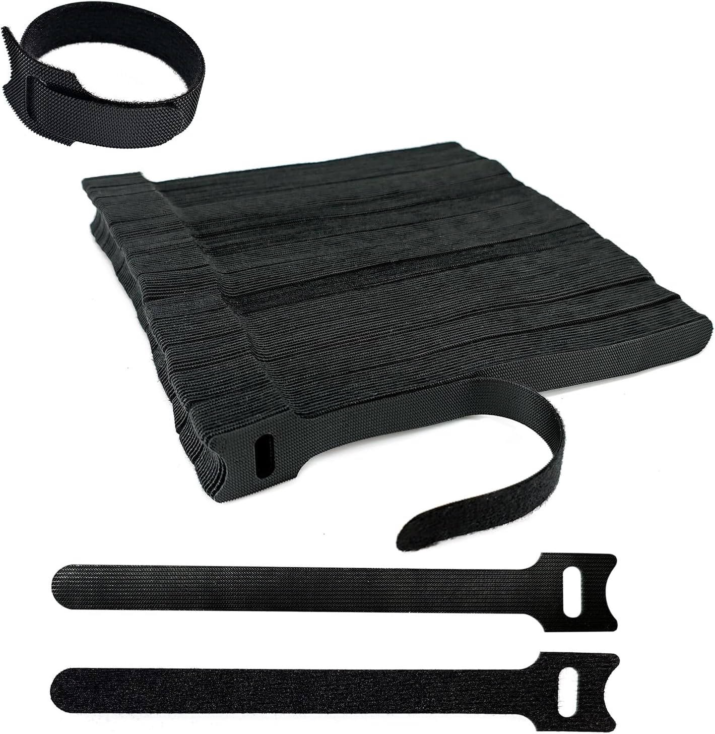 130-Pack Reusable Cable Management Straps, 6 Inch Self-Adhesive Hook & Loop Cord Organizers for Wires, Adjustable Cord Wrap Ties