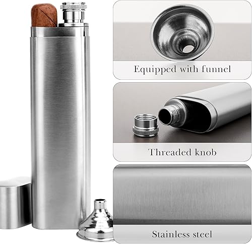 Miniatura 10 de Linkidea Frasco de cadera de acero inoxidable con embudo, contenedor de alcohol para ocultar, accesorios portátiles de almacenamiento de cigarros