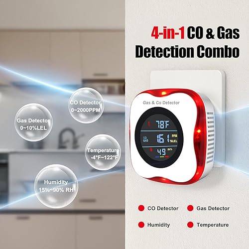Miniatura 3 de Paquete de 3 detectores combinados de humo y monóxido de carbono, funciona con pilas, alarma portátil de humo y Co para el hogar, dormitorio, viajes