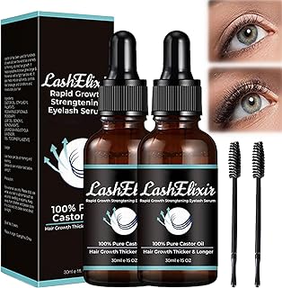 GFOU Lashelixir Rapid Growth Strengthening Eyelash Serum, GFOU Rapid Growth Strengthening Eyelash Serum, Castor Oil Organic Eyelash Serum,Eyelash Growth Enhancer (2 Bottles)