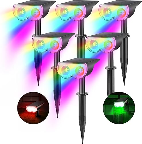 Consciot Focos solares para exteriores, decoraciones de Halloween, 16 LED, IP67, impermeables, cambiantes de color, 8 colores, luces de pared