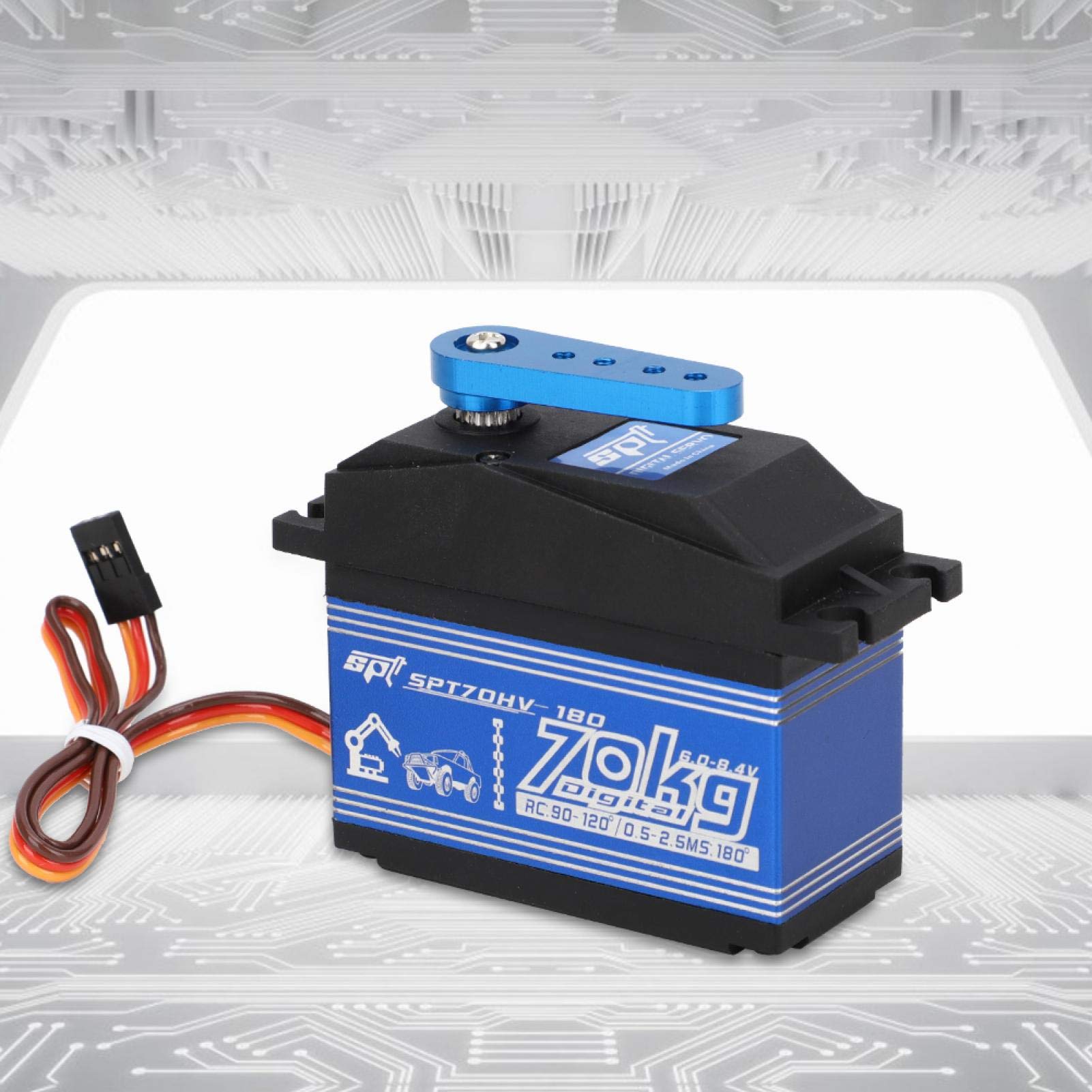 Voluxe RC Servo, Analog Servo, für 1/5 SPTZOHV180W 70KG Fernbedienung RC Car RC Spielzeug Zubehör Wasserdicht für Rc Flugzeug Rc Spielzeug(Black)