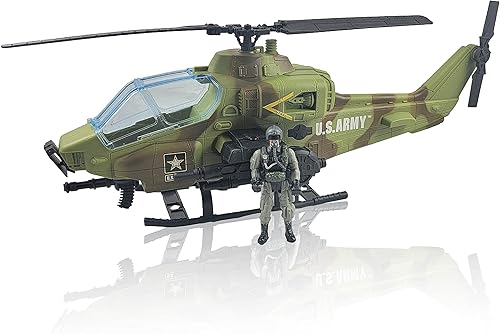 Juego de figuras de acción de helicóptero Apache AH-64 del ejército de los Estados Unidos, helicóptero de juguete militar con sonido, 3+