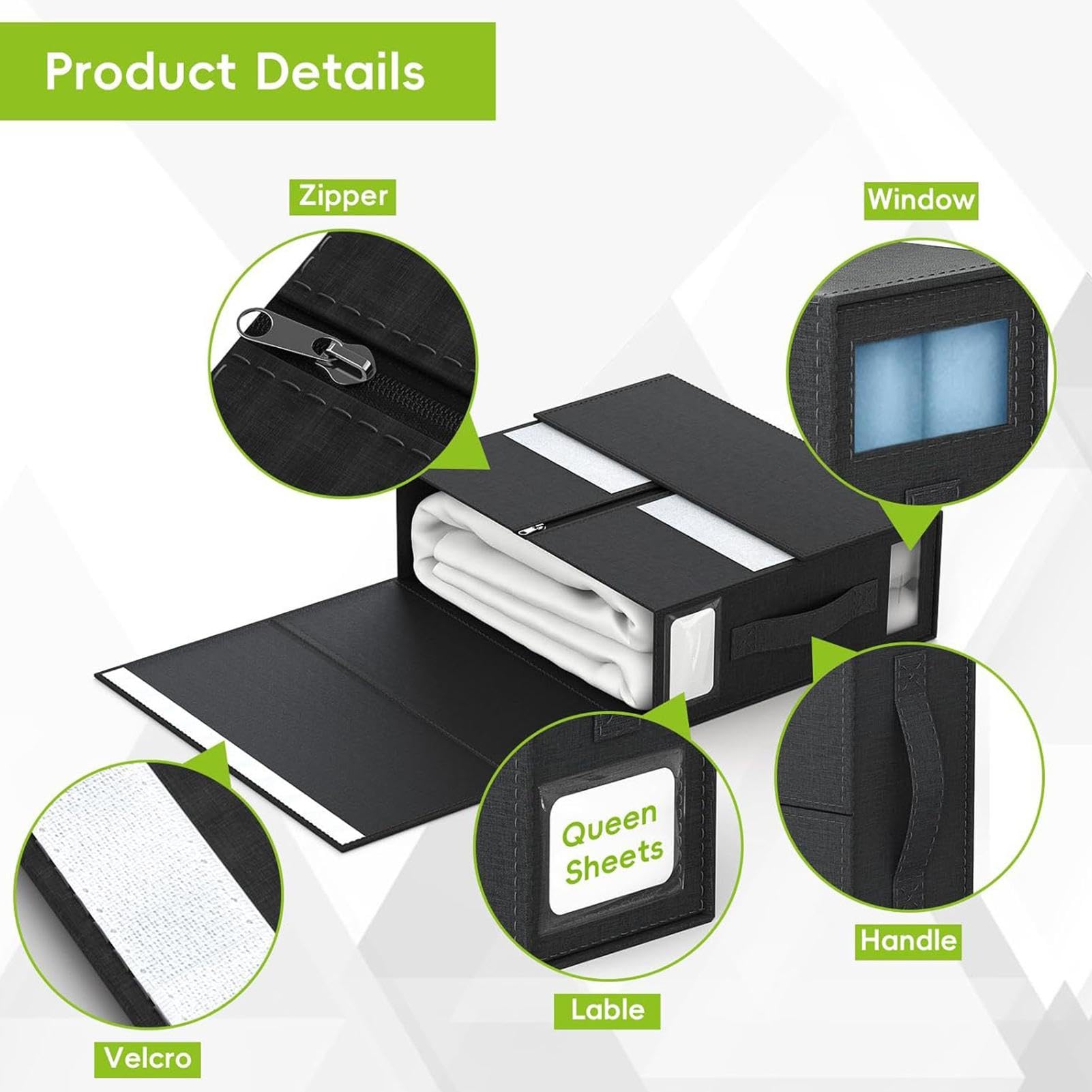 Bettlakenorganisator – Schrankbettlaken Organizer, Bettwaren | Aufbewahrungsbehälter | Bettbezug Organizer mit Reißverschluss, praktische Aufbewahrungstasche für